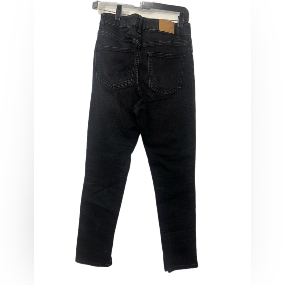 Zara Black High-Rise Split Hem‎ Straight Leg Jeans Size 6 - Picture 2 of 8